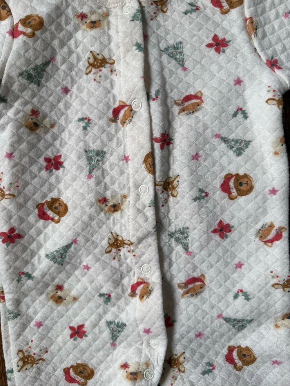 Baby 6-9 Months Christmas Quilted Footed One-Piece Pajama